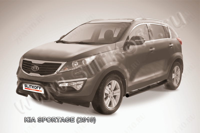 Кенгурятник d57 низкий мини черный Kia Sportage (2010-2016) , Slitkoff, арт. KSP010-001B
