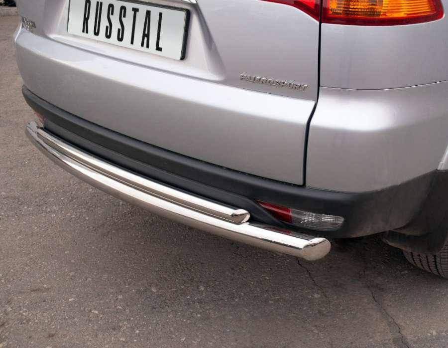 Защита заднего бампера d76/42 для Mitsubishi Pajero Sport 2010, Slitkoff PSZ-000924