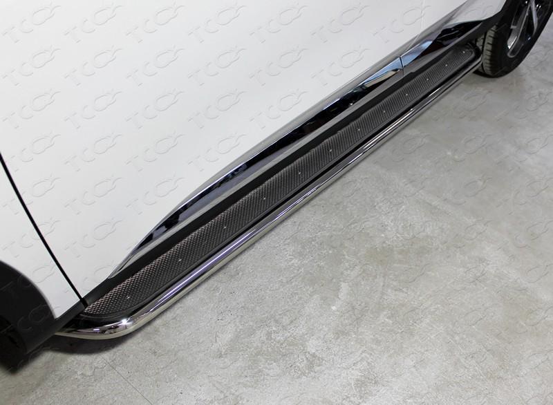 Пороги с площадкой (нерж. лист) 42,4 мм для автомобиля HAVAL F7 2019- (1,5 л., 4WD) TCC Тюнинг арт. HAVF719-29