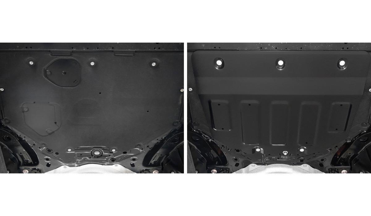 Защита картера и КПП АвтоБроня для Mazda 3 BP (V - 1.5 (120/150 л.с.)) АКПП 2019-2020, штампованная, сталь 1.8 мм, с крепежом, 111.03827.1