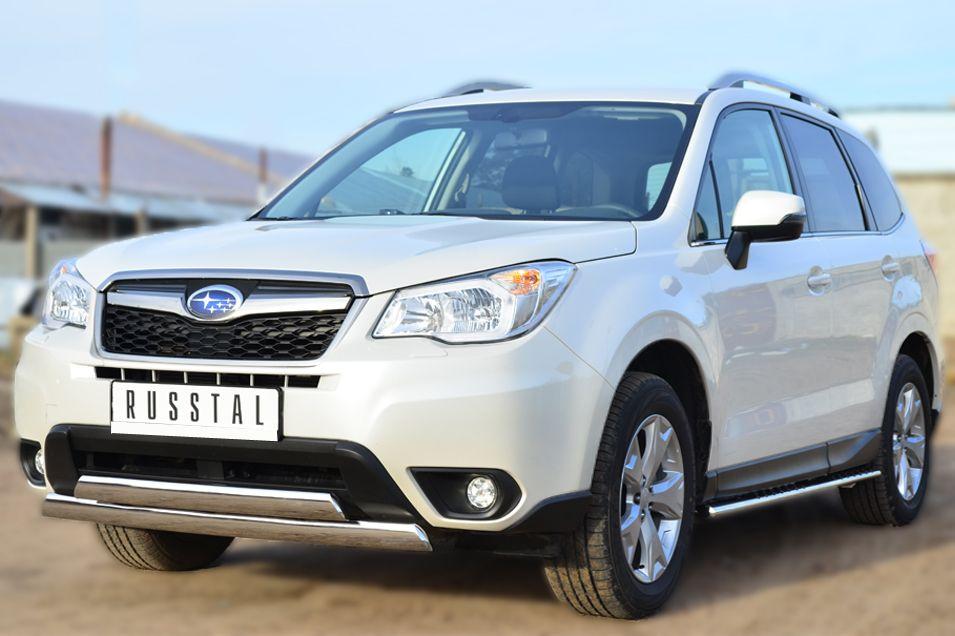 Защита переднего бампера d75х42/75х42 для Subaru Forester 2013, Slitkoff SUFZ-001598