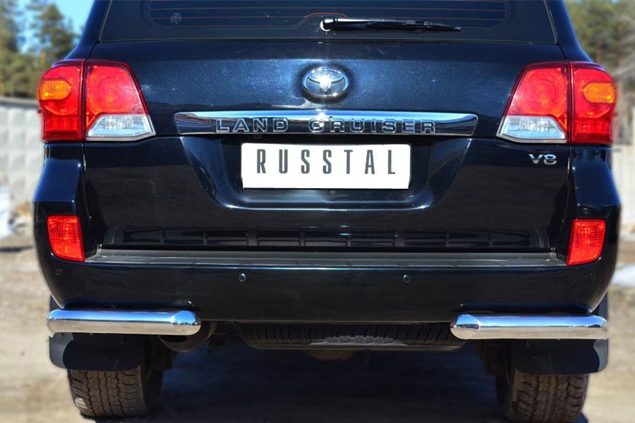 Защита заднего бампера уголки d76 для Toyota Land Cruiser 200 2012, Slitkoff TLCZ-001646