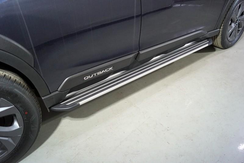 Пороги алюминиевые "Slim Line Silver" 1820 мм для автомобиля Subaru Outback 2021- арт. SUBOUT21-25S