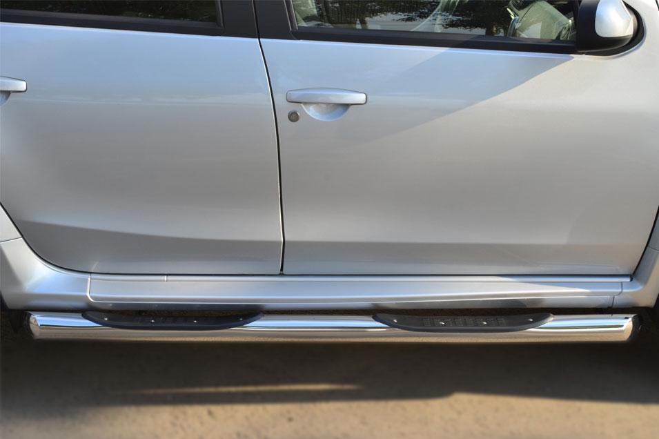 Пороги труба d76 с накладками вариант 1 для Nissan Terrano 2014, Slitkoff NTRT-001790