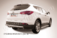 Защита заднего бампера d57 длинная Hyundai Santa-Fe (2012-2018) Black Edition, Slitkoff, арт. HSFT12-010BE