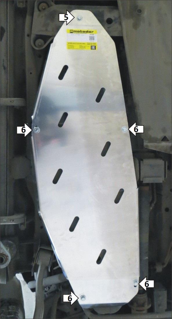 Защита алюминиевая Мотодор (Топливный бак), 5 мм, Алюминий для Mitsubishi Pajero IV 2006-2012 арт. 31325