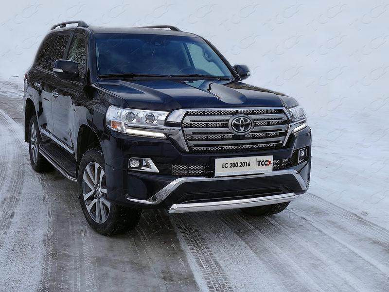 Защита передняя нижняя (овальная короткая) 75х42 мм для автомобиля Toyota Land Cruiser 200 EXECUTIVE 2016-, TCC Тюнинг TOYLC200EX16-09