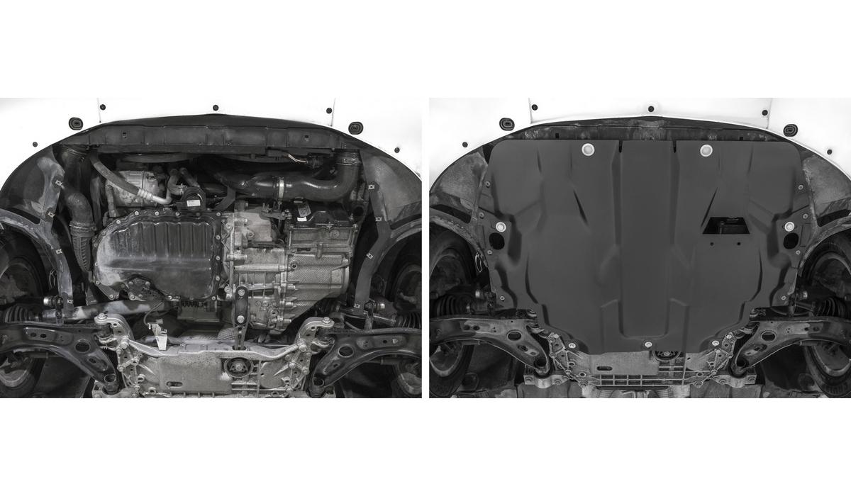 Защита картера и КПП AutoMax для Seat Altea (вкл. Freetrack) 2004-2015, сталь 1.4 мм, с крепежом, AM.5107.1