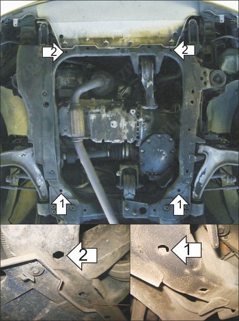 Защита стальная Мотодор (Двигатель; КПП), 2 мм,  Opel Vectra C  2002-2008 арт. 71504