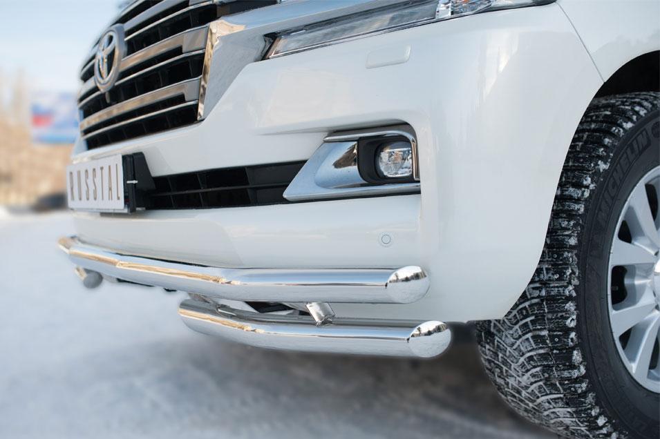 Защита переднего бампера d57/57 уголки для Toyota Land Cruiser 200 2015, Slitkoff TLCZ-002159