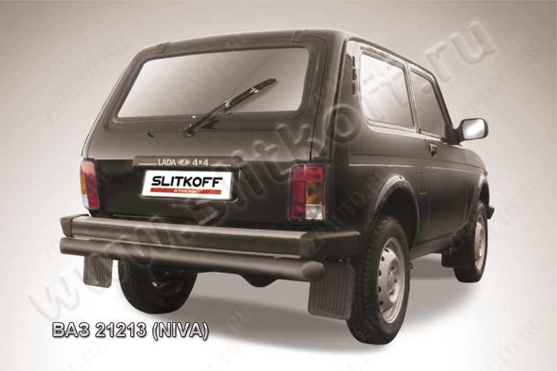 Защита заднего бампера d76 черная Lada Niva 21213 3-дверная (1993-2023) , Slitkoff, арт. Niv008B
