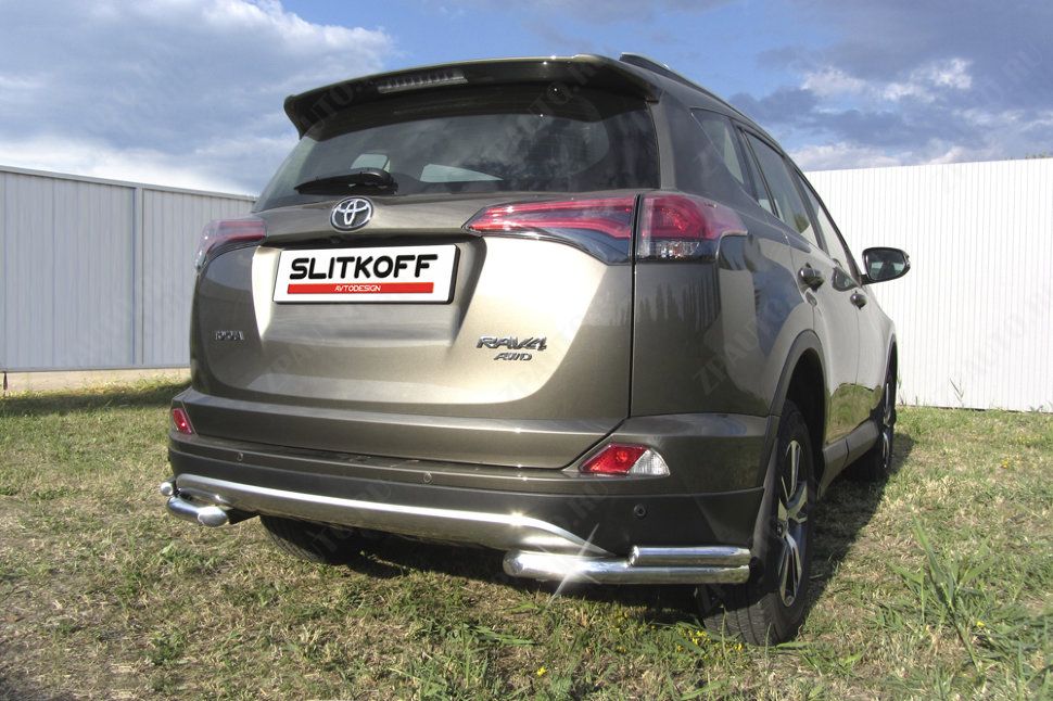 Уголки d57+d42 двойные Toyota Rav-4 (2015-2019) Black Edition, Slitkoff, арт. TR415-012BE