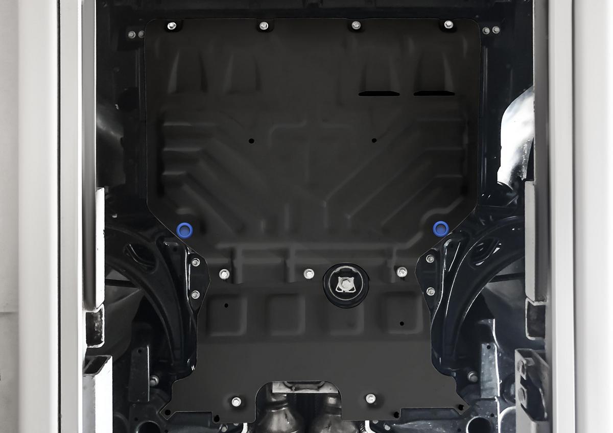 Защита картера и КПП Rival для Volkswagen Teramont 2017-2020 2021-н.в., сталь 1.8 мм, 2 части , с крепежом, штампованная, 111.5861.2