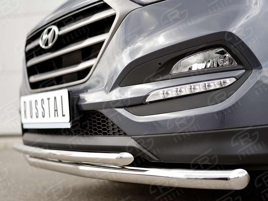 Защита переднего бампера d57/42 Hyundai Tucson 2015, Slitkoff HTZ-002233