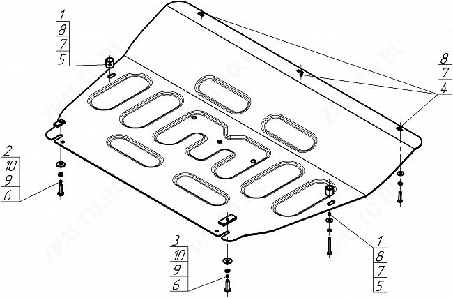 Защита стальная Мотодор (Двигатель,Коробка переключения передач), 2 мм,  Tenet T8  2025- арт. 79017