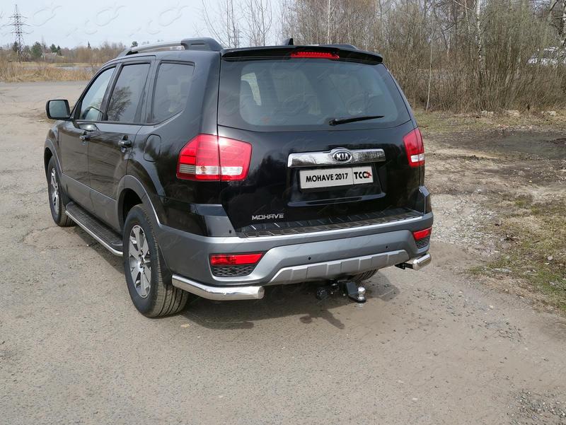 Защита задняя (уголки овальные) 75х42 мм для автомобиля Kia Mohave 2017-, TCC Тюнинг KIAMOH17-26