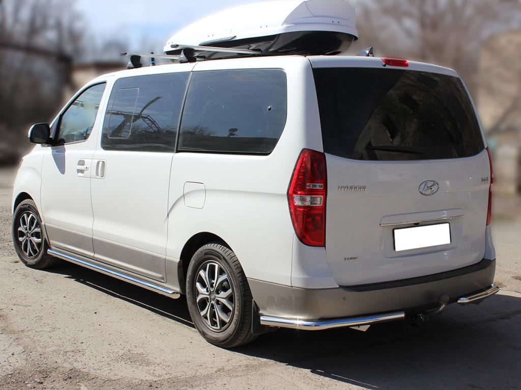 Пороги труба d-53 для автомобиля Hyundai H1 2017-наст.вр., Технотек, арт. HYH117_2