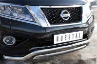 Защита переднего бампера d57 волна d75х42 для Nissan Pathfinder 2014, Slitkoff NPZ-002017