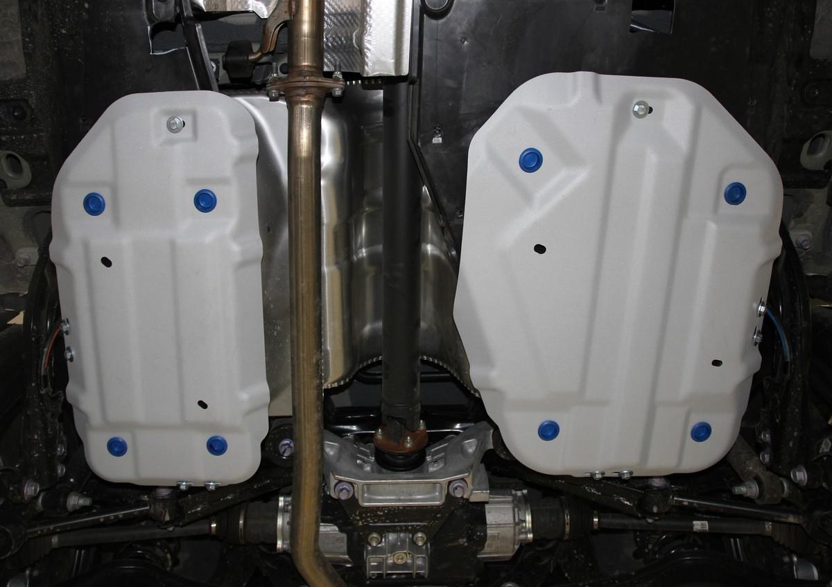 Защита топливного бака Rival для Toyota RAV4 XA50 2019-н.в., штампованная, алюминий 3 мм, с крепежом, 2 части, 333.9535.1