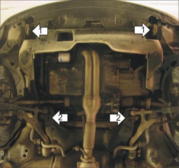 Защита стальная Мотодор (Двигатель, Коробка переключения передач), 2 мм, Сталь для Honda Civic VI 1995-2001 арт. 00818