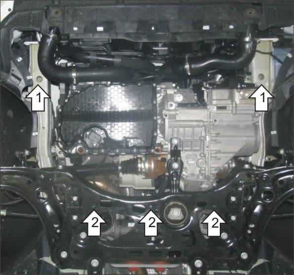 Защита АвтоСтандарт (Двигатель, Коробка переключения передач), 1,5 мм, Сталь для SEAT Leon 2012-2015 арт. 52303