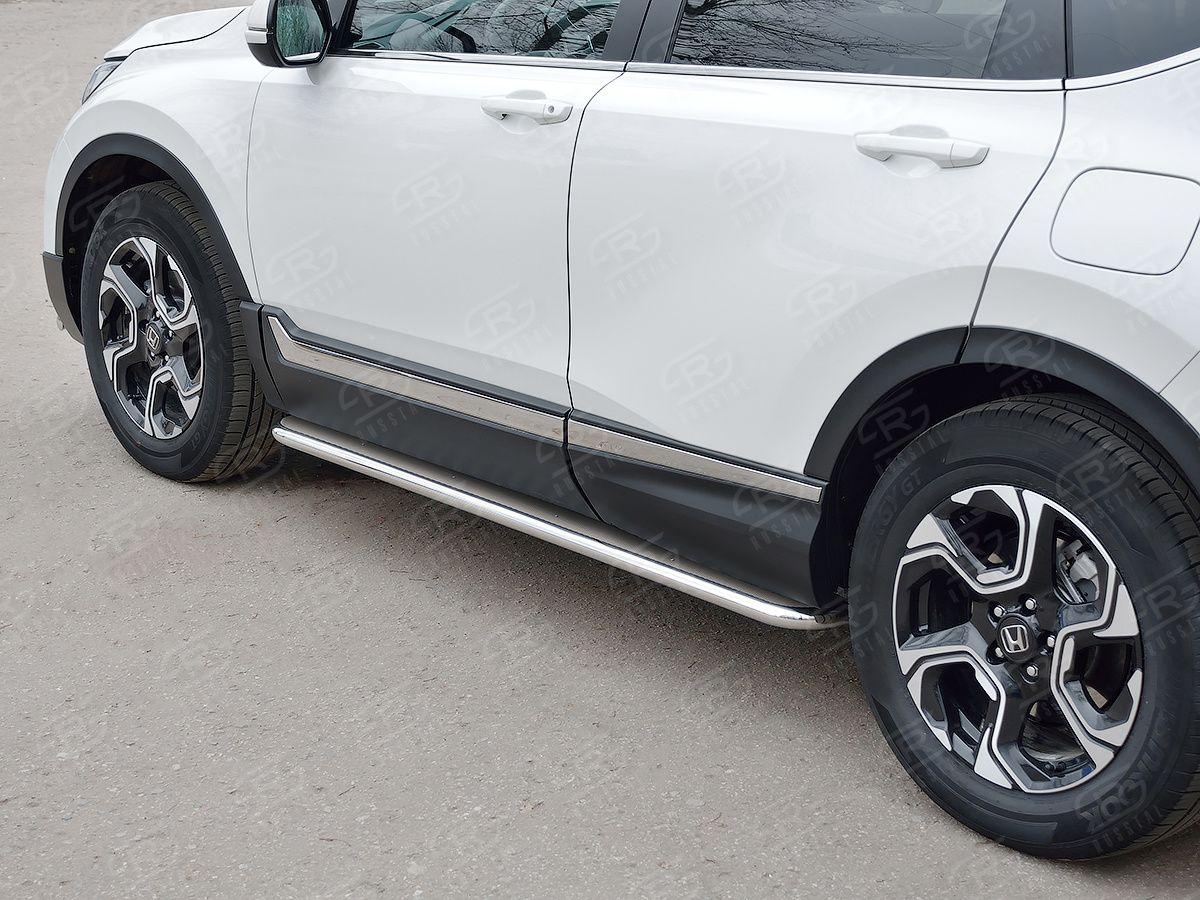 Пороги труба d42 с листом вариант 3 на Honda CR-V 2017, Slitkoff HCRL-0028293