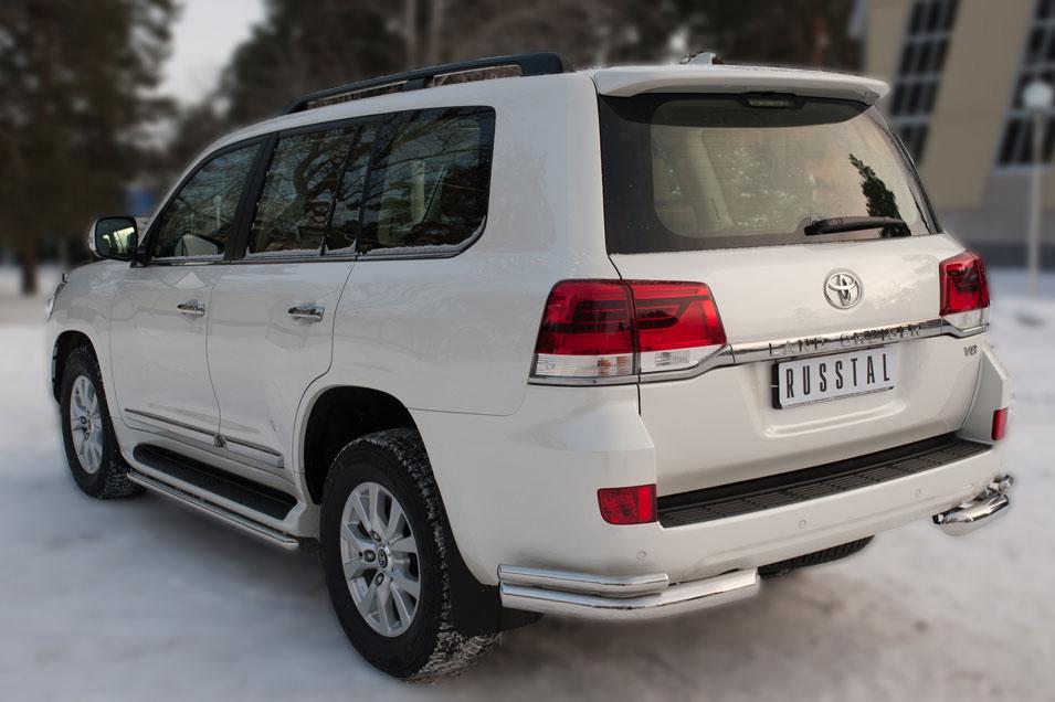 Защита заднего бампера уголки d76/42 для Toyota Land Cruiser 200 2015, Slitkoff TLCZ-002171