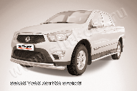 Защита переднего бампера d76+d57 двойная радиусная SsangYong Actyon Sport (2012-2016) , Slitkoff, арт. SYAS001