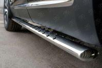 Пороги труба d75х42 овал с проступью KIA Sorento Prime CRDI 2015, Slitkoff KSPO-002212