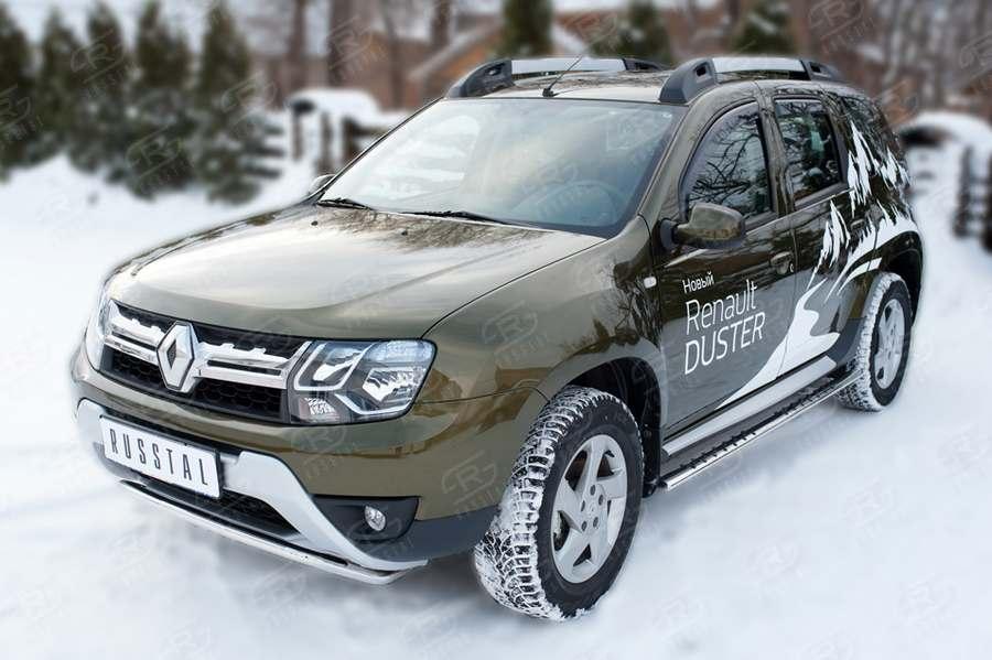Защита переднего бампера d42 волна на Renault Duster 2015, Slitkoff RDZ-002178
