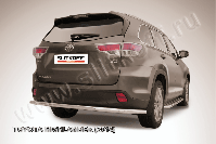 Защита заднего бампера d57 длинная Toyota Highlander (2014-2016) Black Edition, Slitkoff, арт. THI14-015BE