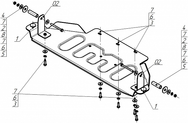 Защита алюминиевая Мотодор (Раздаточная коробка), 5 мм,  Dodge Ram 1500 RHO  2024- арт. 32921
