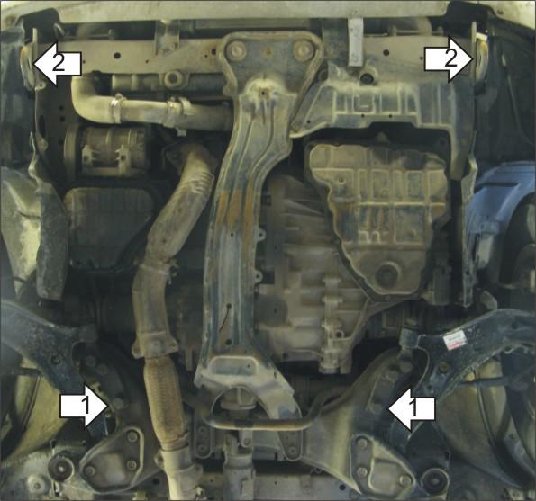 Защита стальная Мотодор (Двигатель, Коробка переключения передач), 2 мм, Сталь для Nissan R Nessa 1997-2001 арт. 01412