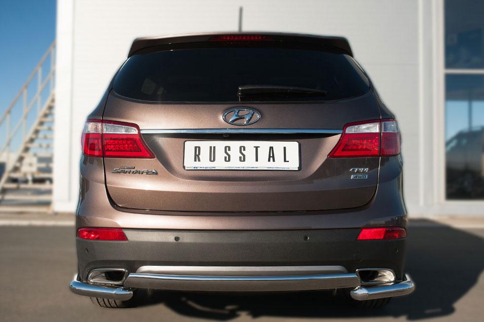 Защита заднего бампера d75х42 для Hyundai Santa Fe Grand 2013, Slitkoff HSFZ-002013