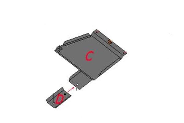 Защита РК (раздаточной коробки) Alfeco для Nissan Navara III 2005 (сталь), 15.10