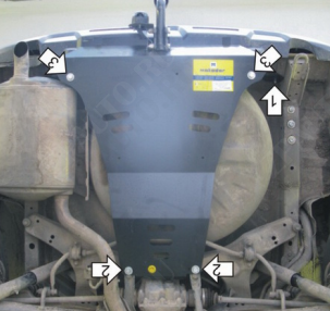 Защита заднего бампера стальная Motodor для Nissan X-Trail (T31) 2007-2015 (2 мм, сталь), 01440