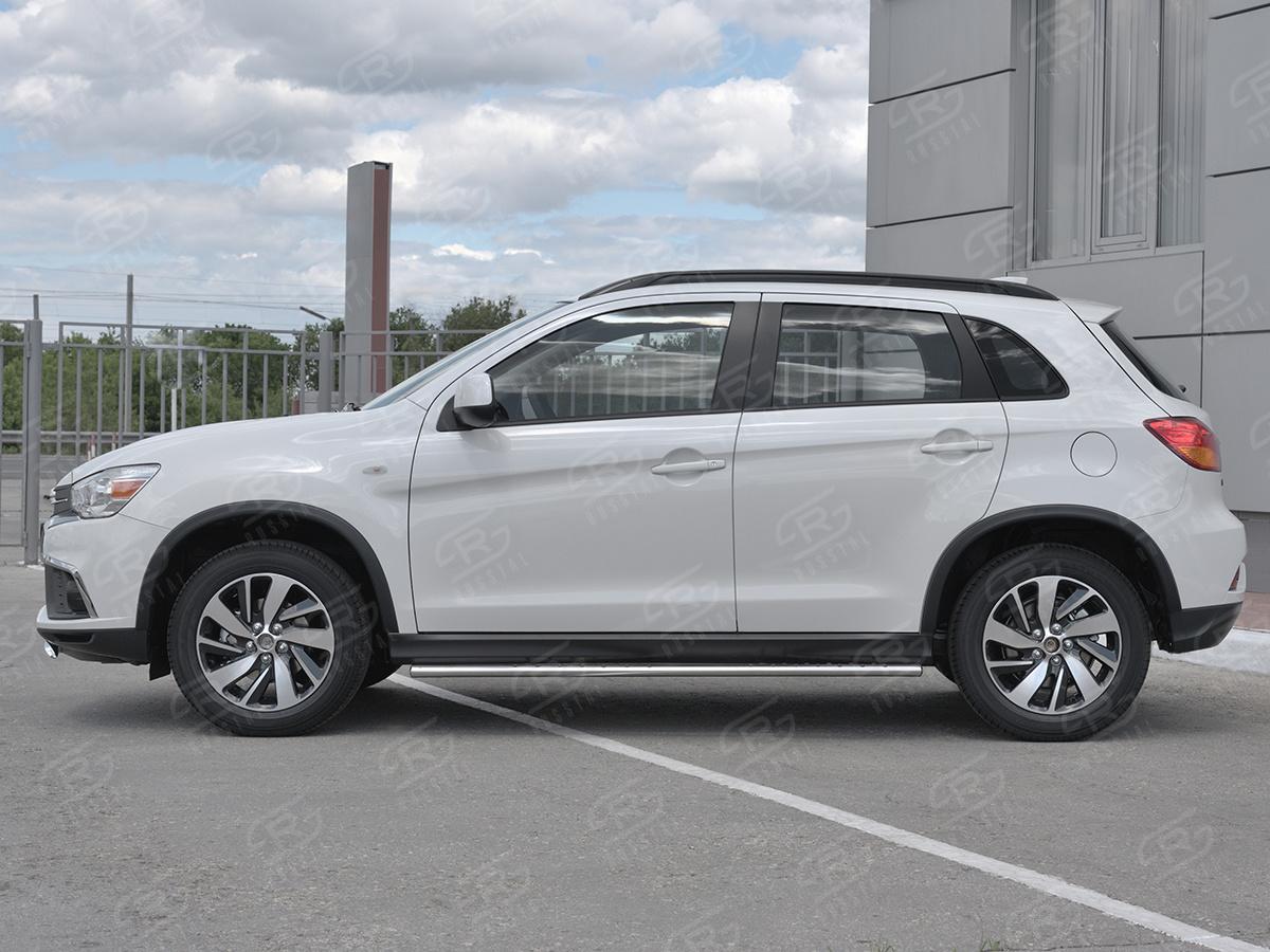 Пороги труба 75х42 овал с проступью MASO-002958 для автомобиля MITSUBISHI ASX 2017-, Slitkoff