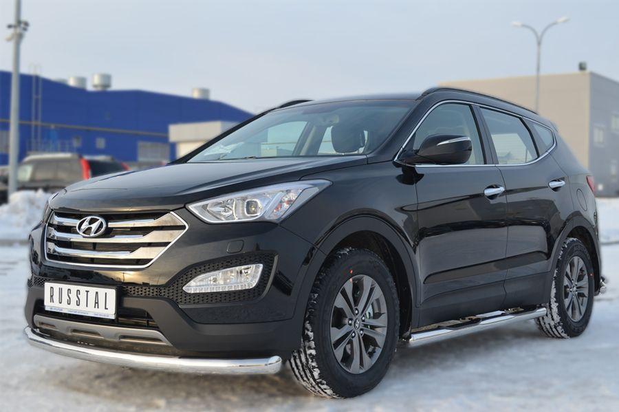 Защита переднего бампера d76 для Hyundai Santa Fe 2012, Slitkoff HSFZ-001218