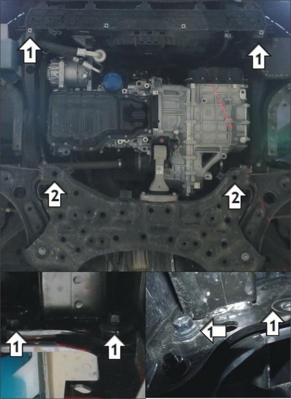 Защита стальная Мотодор (Двигатель, Коробка переключения передач), 2 мм, Сталь для Hyundai Elantra 2019- арт. 70913