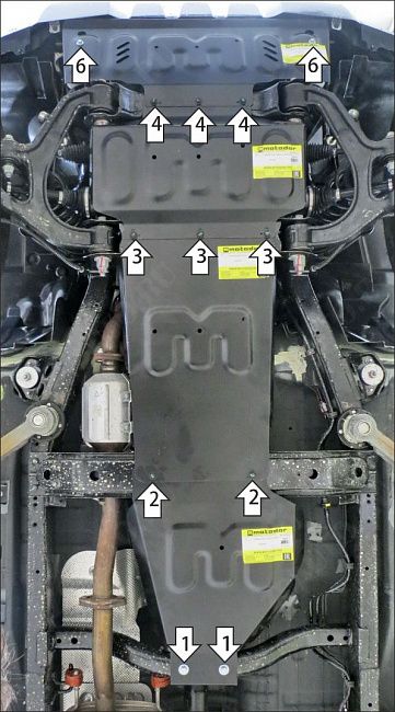 Защита стальная Мотодор (Радиатор, Двигатель, Коробка переключения передач, Раздаточная коробка), 2 мм,  для BAIC BJ40  2019- арт. 78503