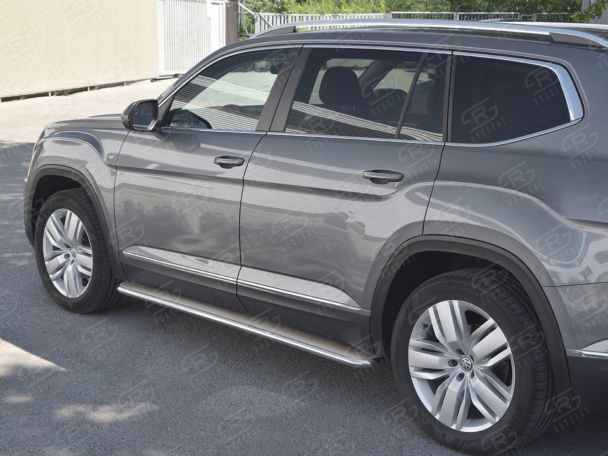 Пороги труба d42 с листом вариант 3 на Volkswagen Teramont 2017, Slitkoff VTML-0029933