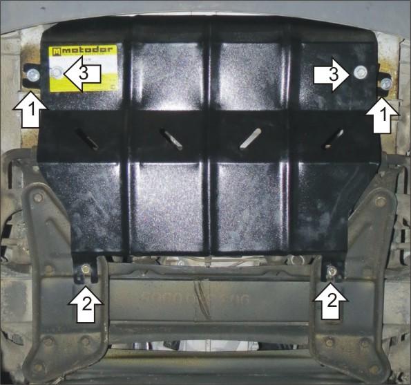 Защита стальная Мотодор (Двигатель), 2 мм, Сталь для Mercedes-benz Sprinter 308 1995-2002 арт. 01235