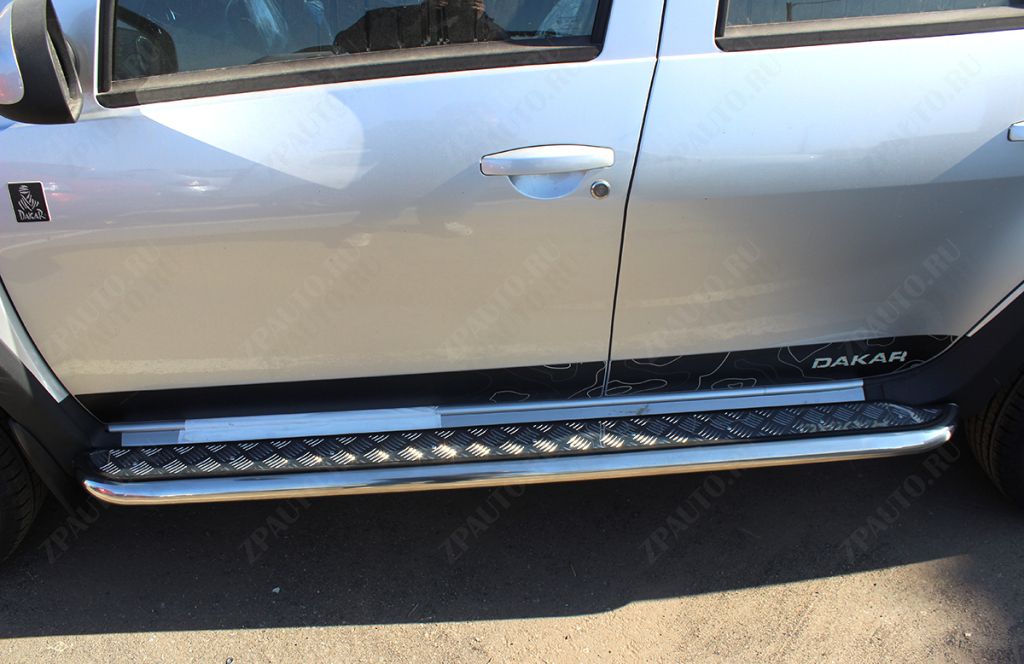 Пороги с листом d-53 для автомобиля Renault Duster Dakar 2017-наст.вр.(Дизель) арт. RDD17_2, 
Технотек