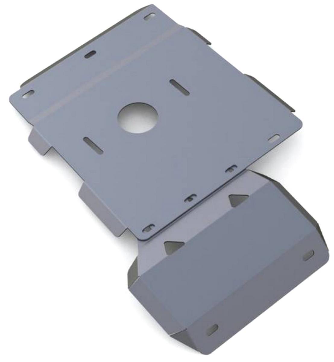 Защита КПП и РК Rival для УАЗ Patriot I рестайлинг 2014-2016, алюминий 4 мм, с крепежом, 2 части, 333.6307.1