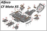 Комплект защиты квадроцикла CF Moto  X5 H.O. EPS 2015-, алюминий 4мм, ALFeco, арт. ALF14028al