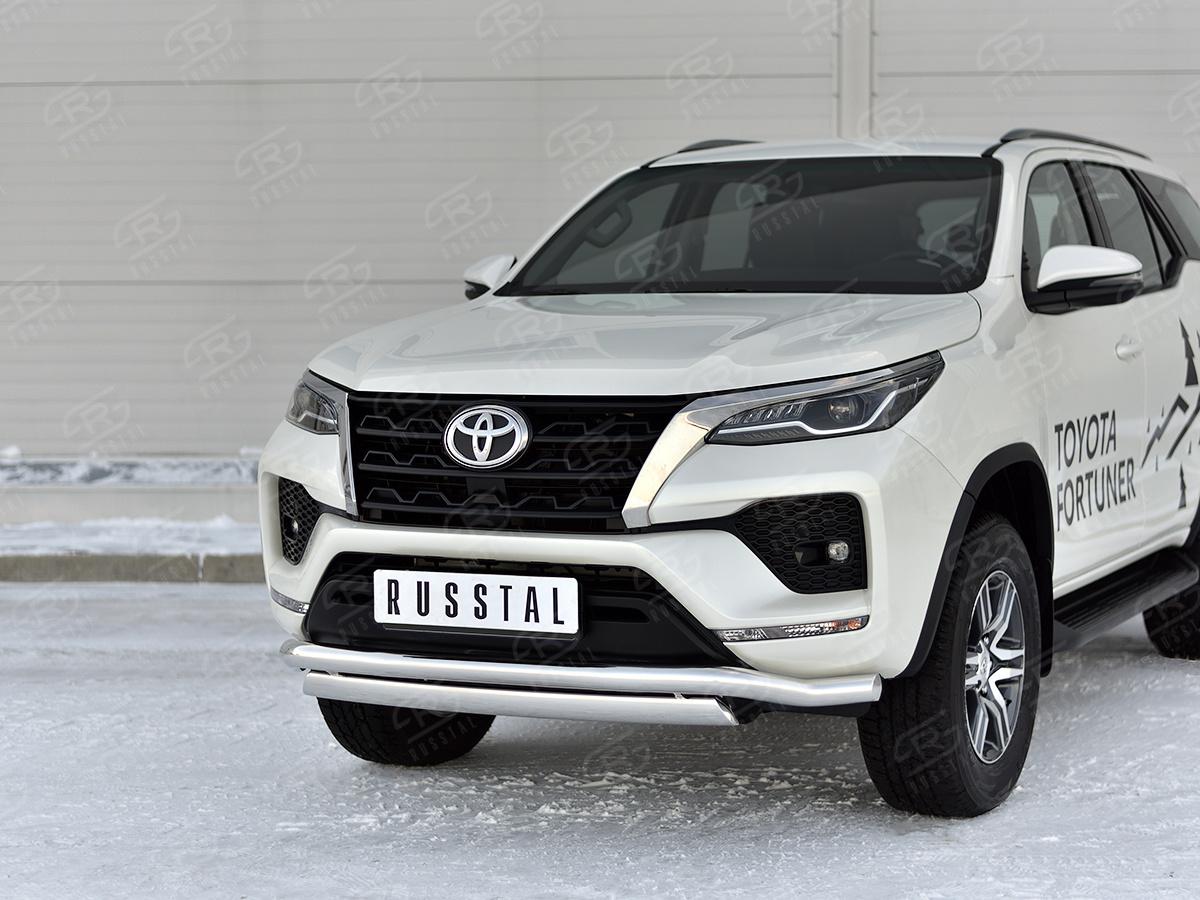 TOYOTA FORTUNER 2020- Защита переднего бампера d57 волна-d75х42 дуга TFRZ-003525