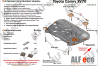 Защита  картера и кпп для  Toyota Camry (XV70) 2018-  V-all , ALFeco, алюминий 4мм, арт. ALF24112al