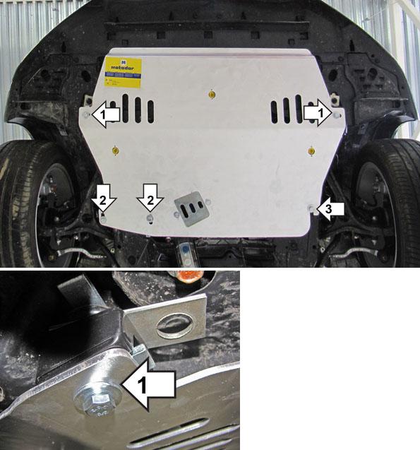 Защита алюминиевая Мотодор (Двигатель, Коробка переключения передач), 5 мм, Алюминий для Honda Accord VIII 2008-2012 арт. 30804