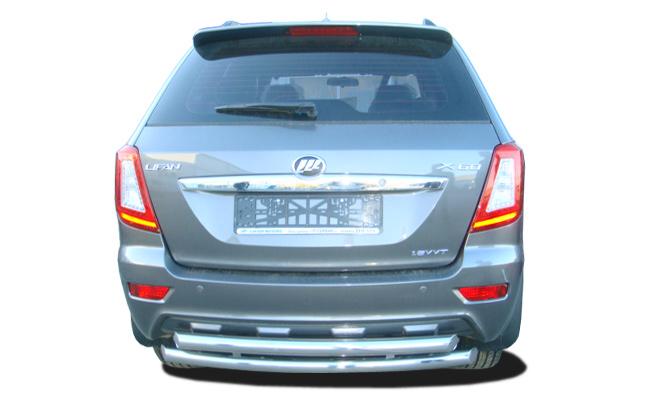 Защита заднего бампера (радиус) двойная для автомобиля LIFAN X60  2011. LFX60.11.16, Россия