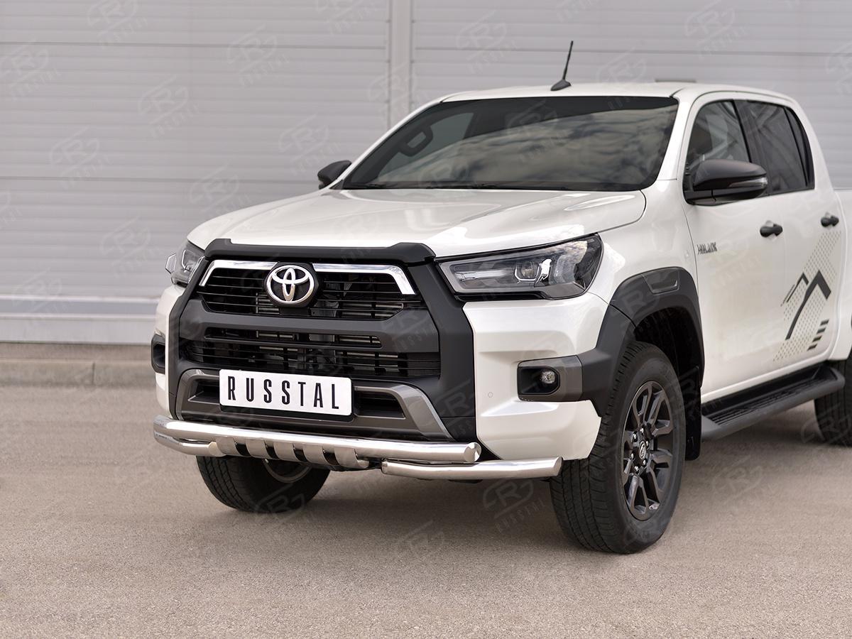 TOYOTA HILUX BLACK ONYX 2020- Защита переднего бампера d57 секции-d57 уголки+клыки THBOZ-003511